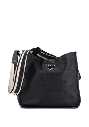 Prada Pre-Owned Logo Strap Leather Medium hobo bag - Black