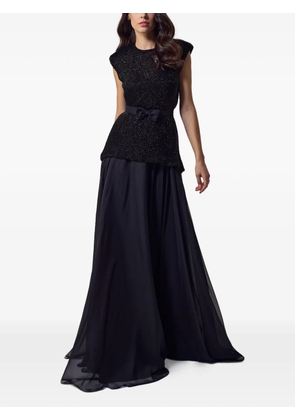 SILK LOVE & LACE sequin-embellished belted dress - Black