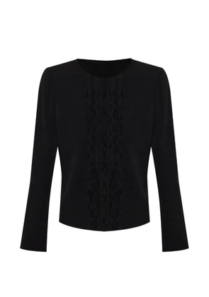 Emporio Armani ruffle-trimmed round-neck jacket - Black