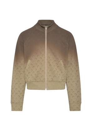 Marine Serre Moon-print zip-up sweater - Brown