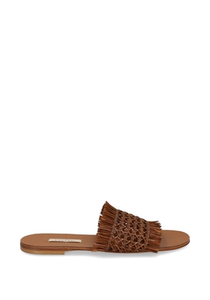 Casadei woven-design fringed sandals - Brown