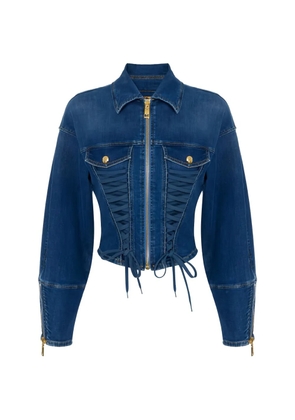 Elisabetta Franchi lace-up bustier denim jacket - Blue
