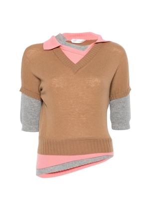 August Barron layered polo top - Brown