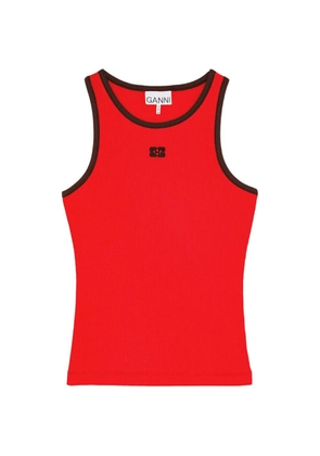 GANNI logo-detail tank top - Red