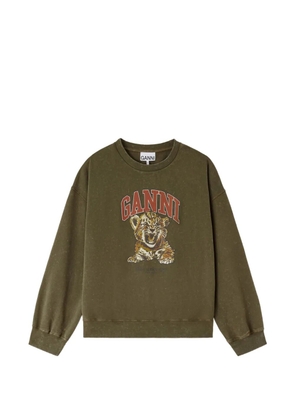 GANNI tiger-print sweatshirt - Green