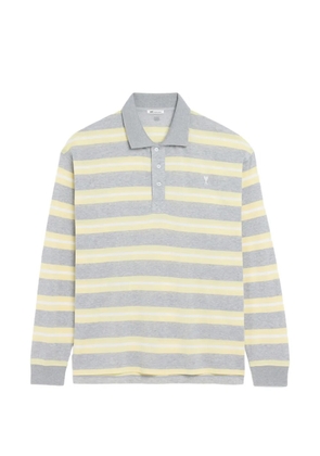 AMI Paris stripped cotton polo - Grey
