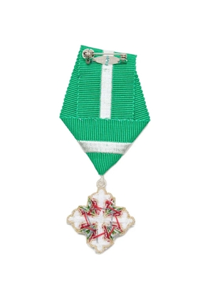 Undercover bead-embellished ribbon brooch - Green