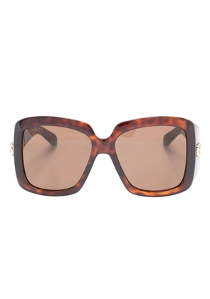 Gucci Eyewear tortoiseshell-effect oversized-frame sunglasses - Brown