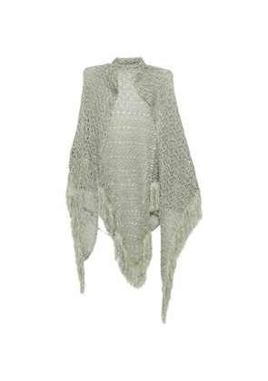 SIMONA CORSELLINI sequin-embellished fringe-trimmed scarf - Green