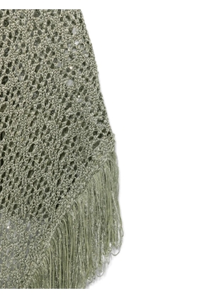 SIMONA CORSELLINI sequin-embellished fringe-trimmed scarf - Green
