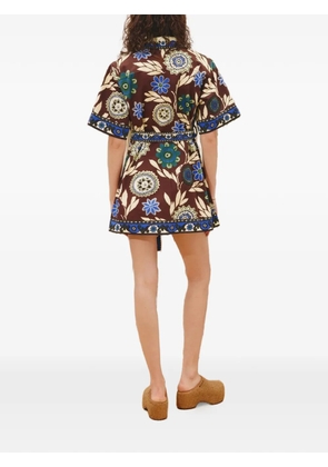 ALEMAIS Jasper floral-print belted mini dress - Brown