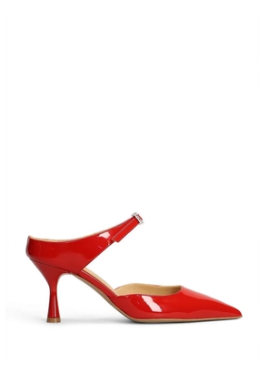 Fratelli Russo patent-finish crystal-embellished pumps - Red