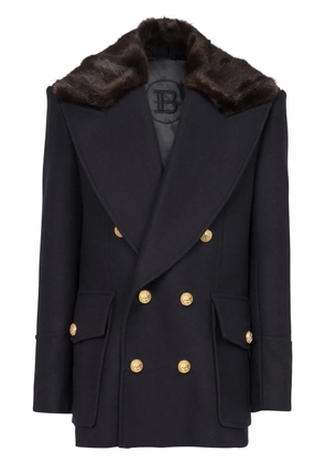 Balmain double-breasted short coat - Blue