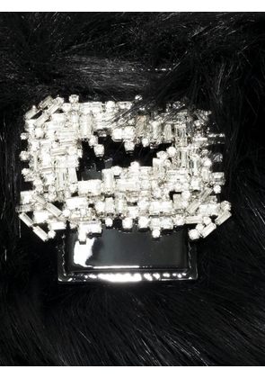 Gedebe crystal-embellished faux-fur clutch bag - Black