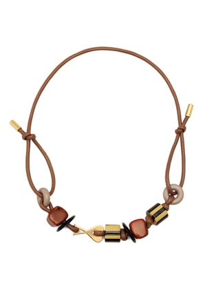 AMI Paris large Ami De Coeur beaded leather necklace - Brown