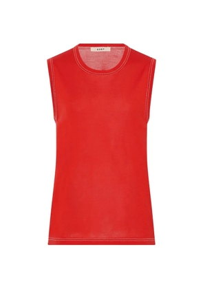 6397 Contrast crewneck top - Red