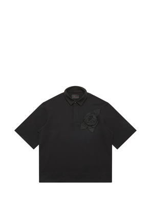 Simone Rocha rose appliqué polo top - Black