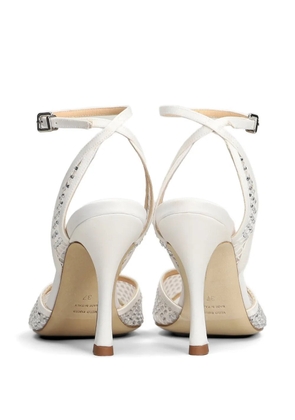 Chantal crystal-embellished mesh-panel sandals - White