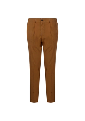 Santaniello pleated elasticated-waistband trousers - Brown