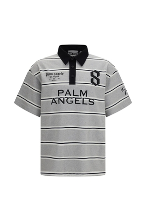 Palm Angels striped logo-print polo shirt - Grey