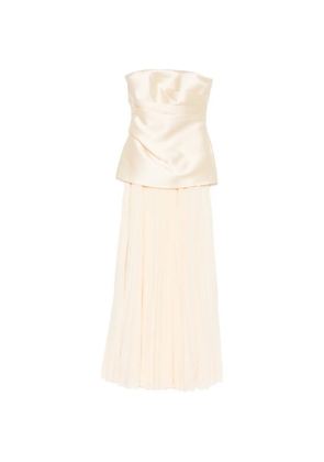 Solace London Claudette strapless pleated-skirt dress - Neutrals