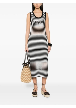 LIU JO striped-pattern midi dress - White