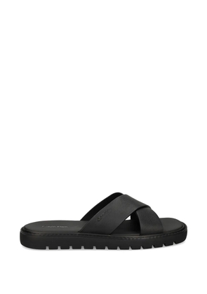 Calvin Klein cross-strap leather sandals - Black