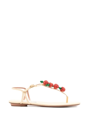 Aquazzura Fragolina Sugar strawberry-embellishment sandals - Neutrals