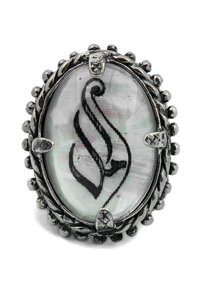 Gem Kingdom engraved mother-of-pearl ring - Silver