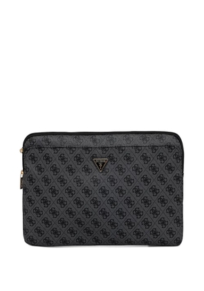 GUESS USA monogram-print logo-plaque laptop bag - Grey