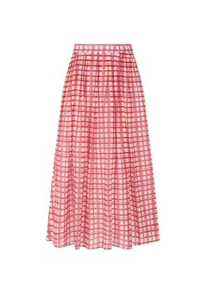 Max Mara check-pattern pleated midi skirt - Red
