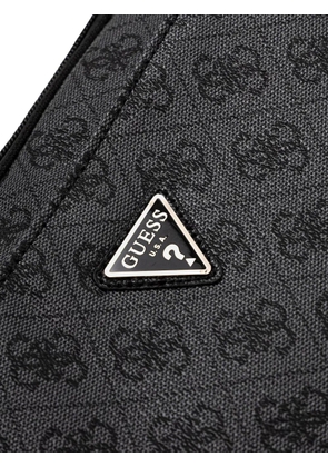 GUESS USA monogram-print logo-plaque laptop bag - Grey