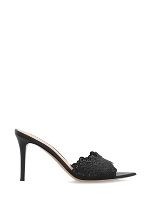 Gianvito Rossi Yvonne lace-panel scalloped mules - Black