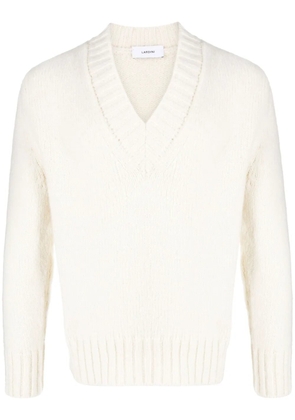 Lardini long-sleeved V-neck jumper - White