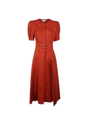 Gabriela Hearst belted pleated dress - Orange