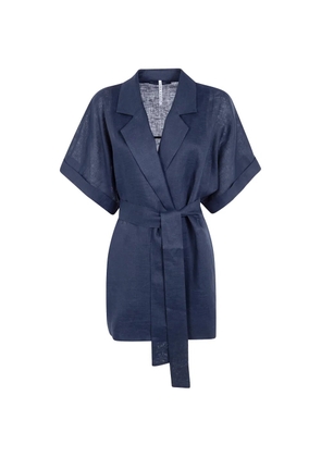 Liviana Conti belted short-sleeve jacket - Blue