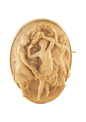 LB Exclusive Victorian Grand Tour lava stone cameo 18K yellow gold brooch