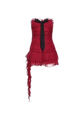 KENZIE KLAMBIE ruched ruffled mini dress - Red