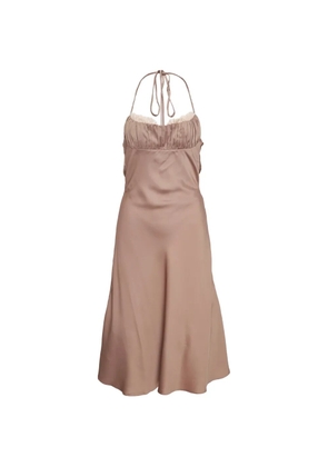 KENZIE KLAMBIE halterneck lace-trim midi dress - Pink