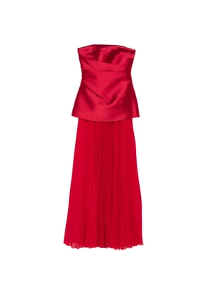 Solace London Claudette strapless pleated dress - Red