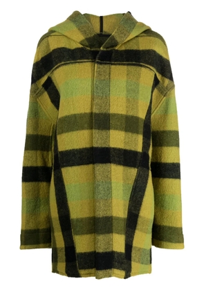 Rick Owens checked hooded wool jacket - Green