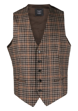 Tagliatore shepherd's-check virgin-wool waistcoat - Brown