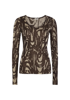 JOSEPH Villa Cashair abstract-pattern long-sleeve top - Brown