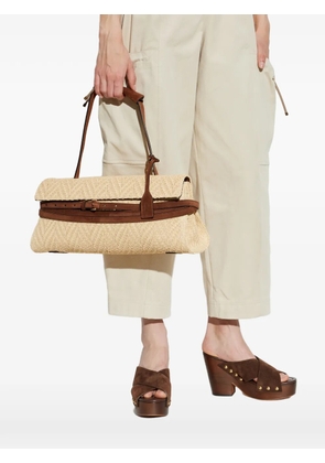 Moschino belt-detail woven tote bag - Neutrals