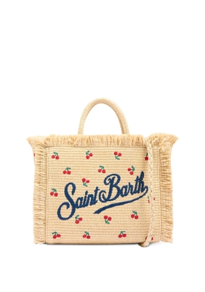 MC2 Saint Barth Kids Colette Straw cherry-embroidered tote bag - Neutrals