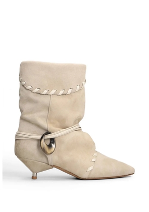 Gisel Moire Ariel whipstitch-trim wrap-around ankle boots - Neutrals