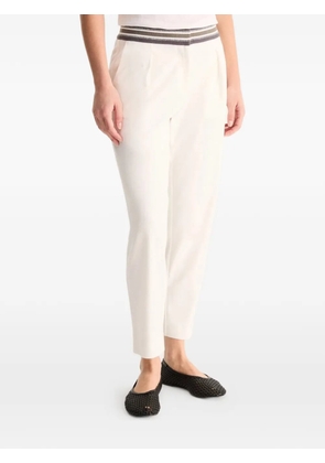 BIANCALANCIA striped-waistband pleated trousers - White