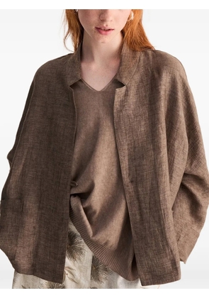 BIANCALANCIA slub-texture collarless jacket - Brown