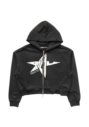 Spencer Badu Distressed zip-up long-sleeved hoodie - Black