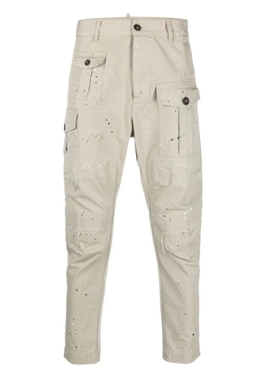 DSQUARED2 paint splatter-print cargo trousers - Neutrals